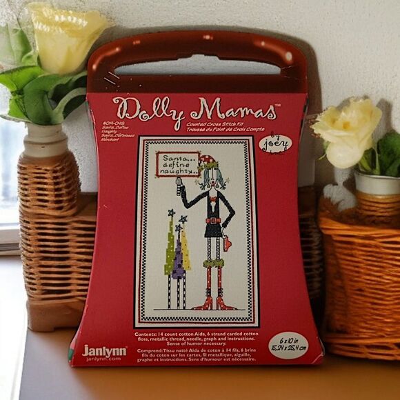 Dolly Mamas Counted Cross Stitch Kit Santa Define Naughty 019 0418 NEW Janlynn - Picture 13 of 16